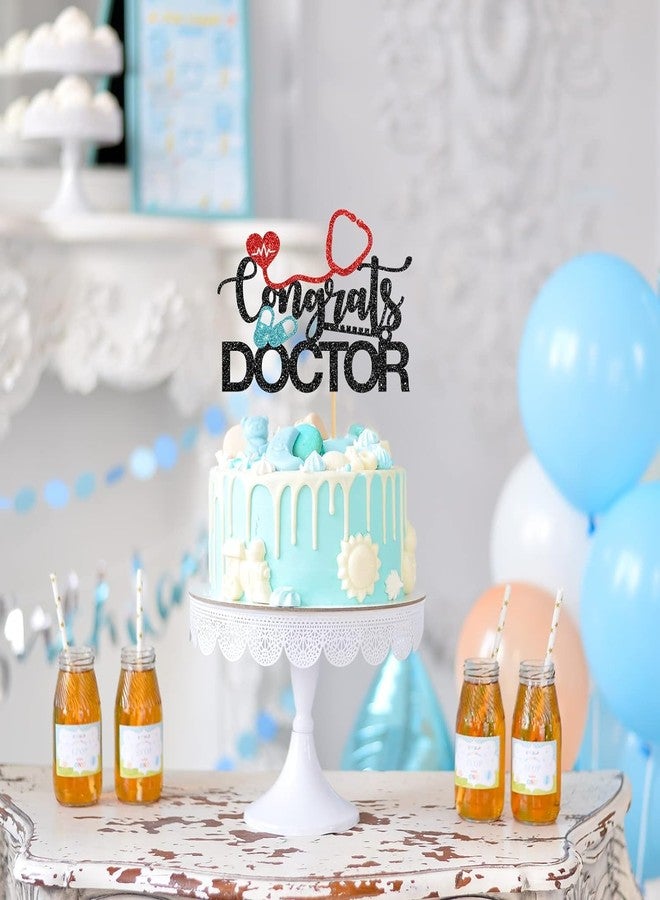 Confetti! Congrats Doctor Cake Topper - Medical School Graduated Cake Decorations - Doctor Grad Party Supplies - Glittery Black - Image 5